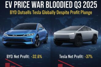 The EV Price War Bloodbath: Why BYD’s Profit Plunged 33% But Still Beat Tesla in Global Sales (Q3 2025 Analysis)